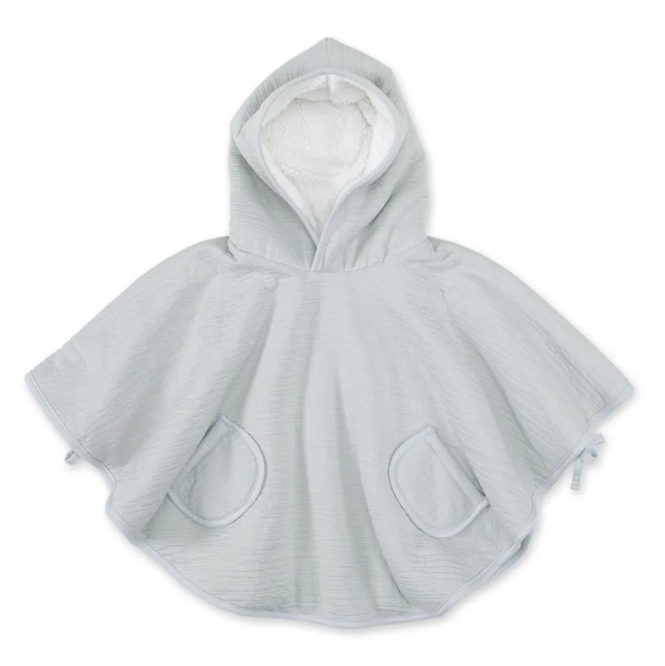 Poncho chaud teddy gris