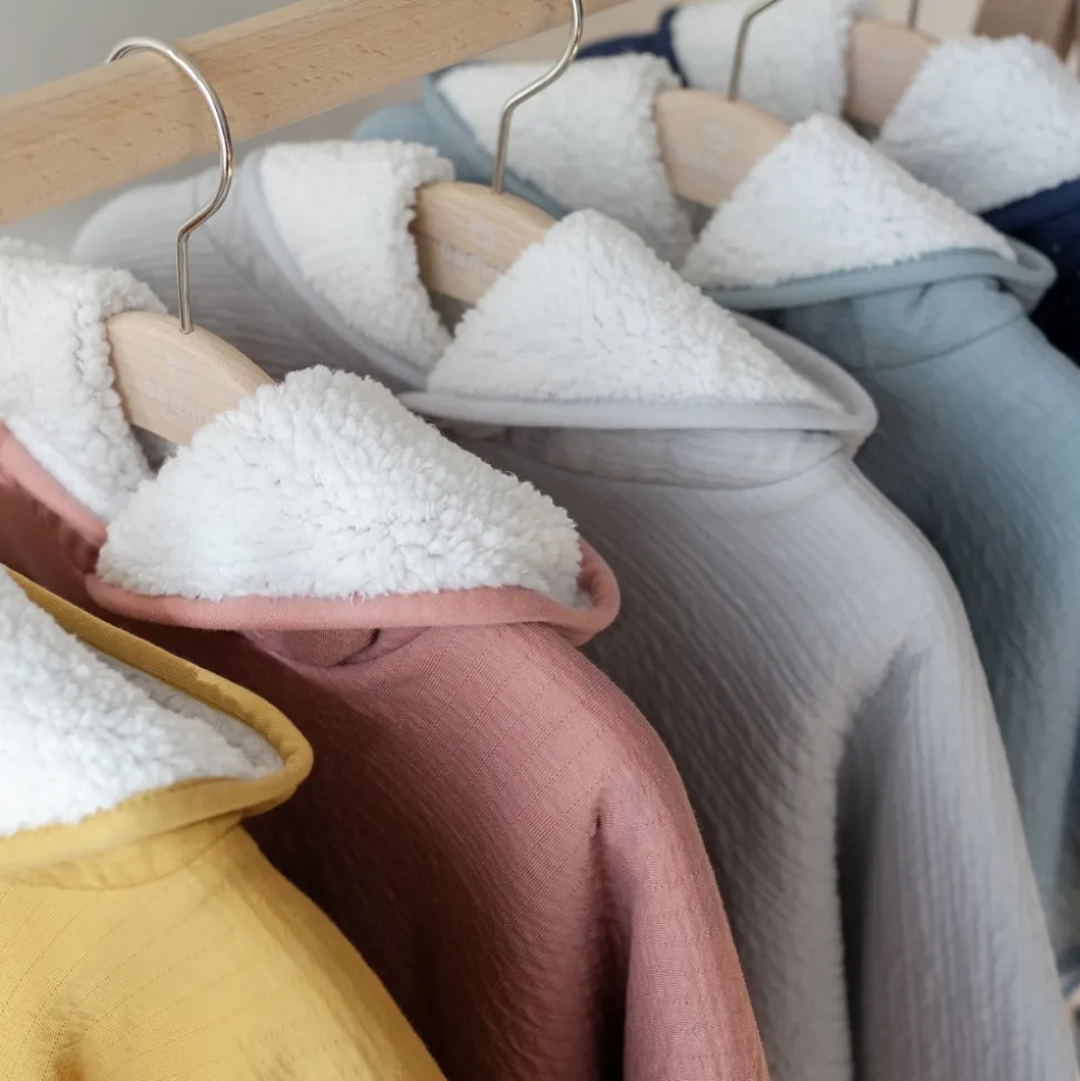 Poncho chaud teddy gris