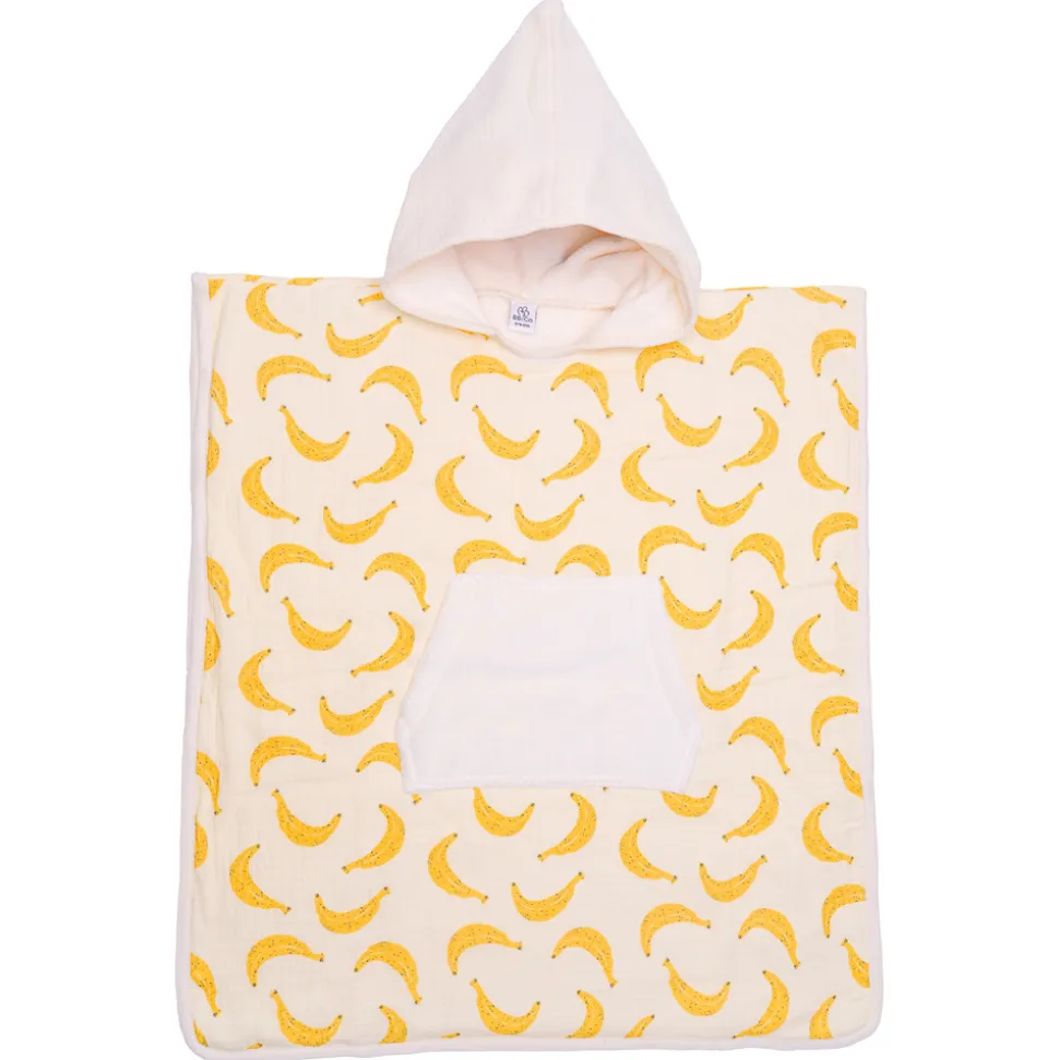Poncho de bain à capuche bambou et gaze de coton bananes 3/5ans