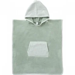 Poncho de bain à capuche bambou & gaze de coton - 3/5 ans vert de gris