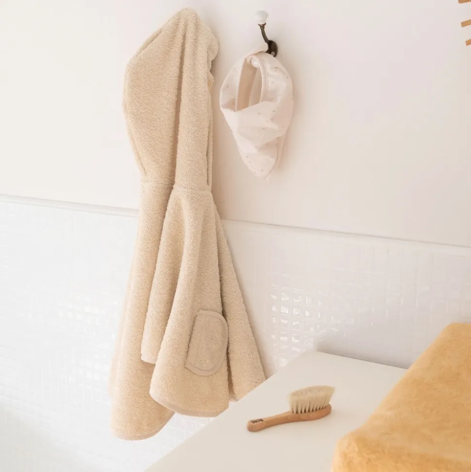 Poncho de bain éponge crème