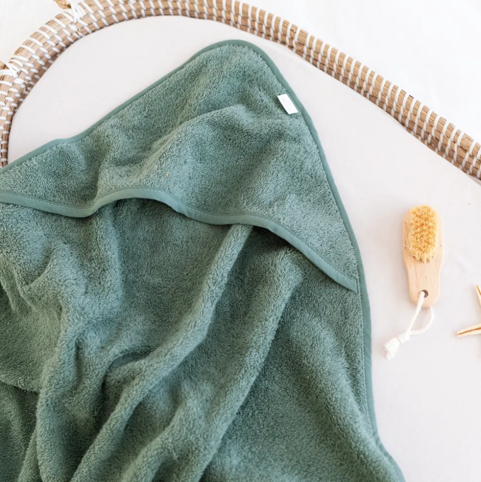 Poncho de bain terry vert