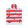 Poncho de plage 65x65 cm baleine rouge