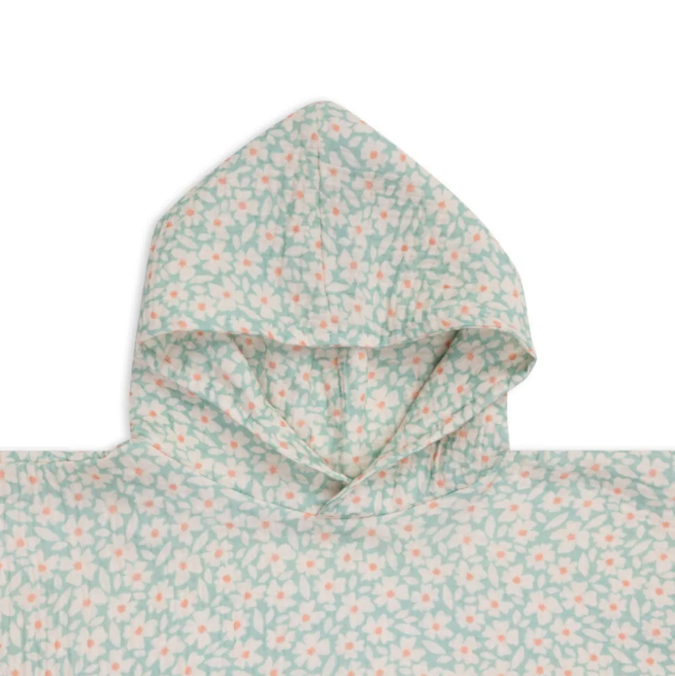 Poncho de plage 55 x 50 cm fleurs vertes