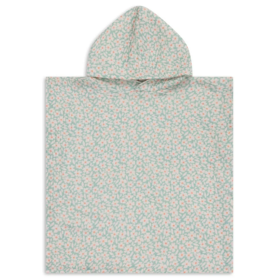 Poncho de plage 55 x 50 cm fleurs vertes