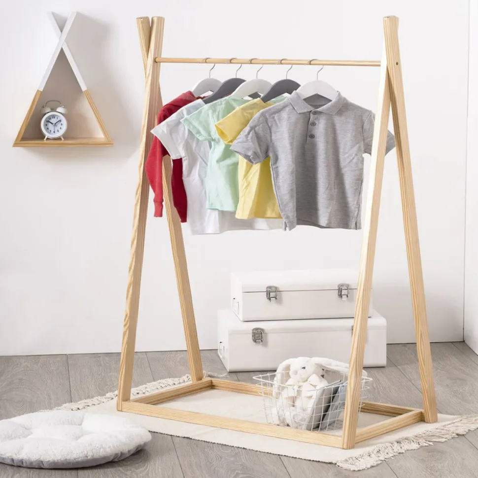 Portant à vêtements enfant bois et blanc
