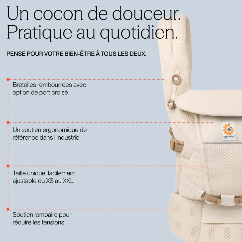 Porte-bébé adapt mesh softflex - gris anthracite