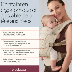 Porte-bébé adapt soft touch coton - gris perle