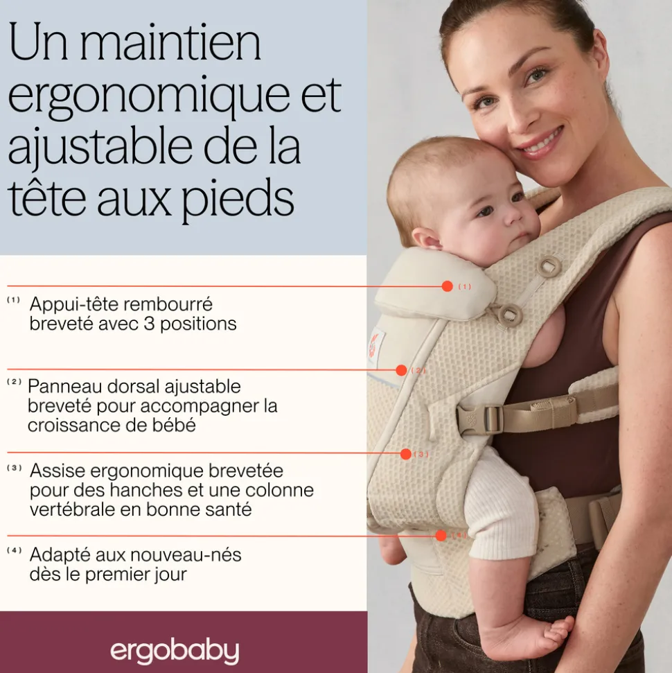 Porte-bébé adapt soft touch coton - gris perle