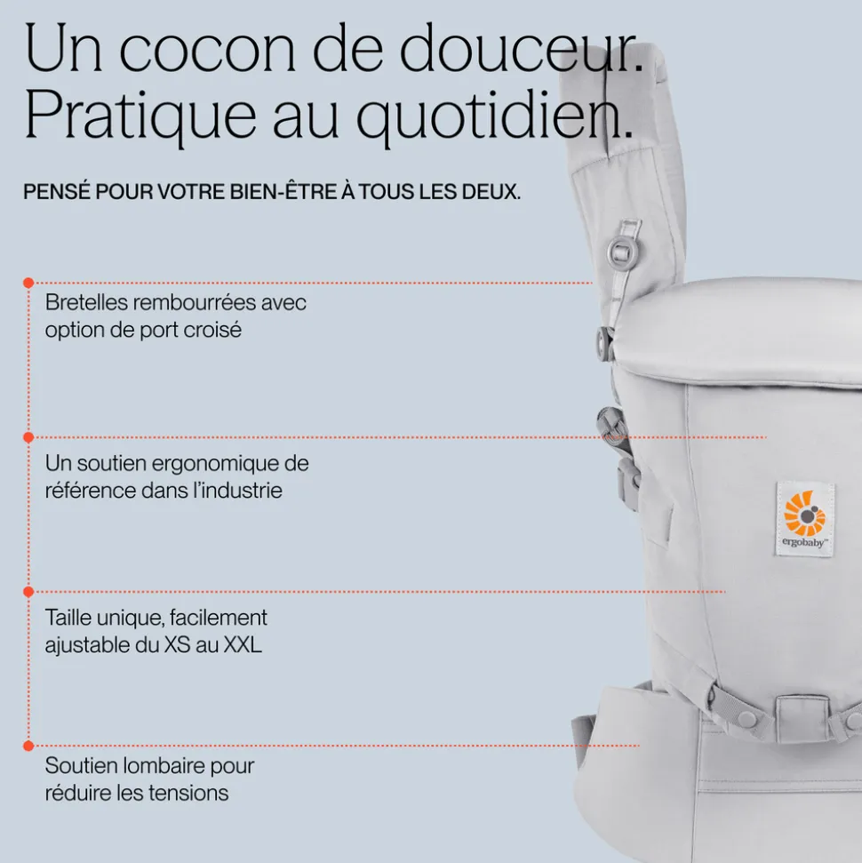 Porte-bébé adapt soft touch coton - onyx black