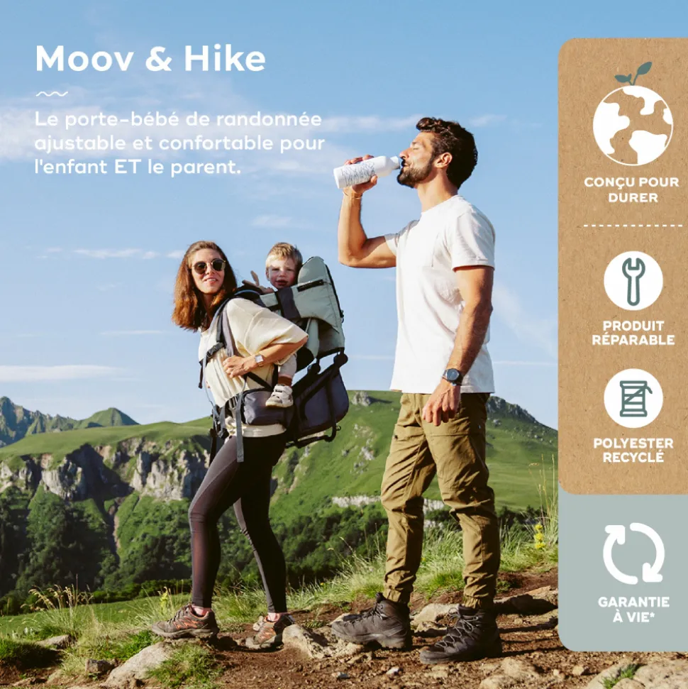 Porte bébé de randonnée moov & hike vert sauge
