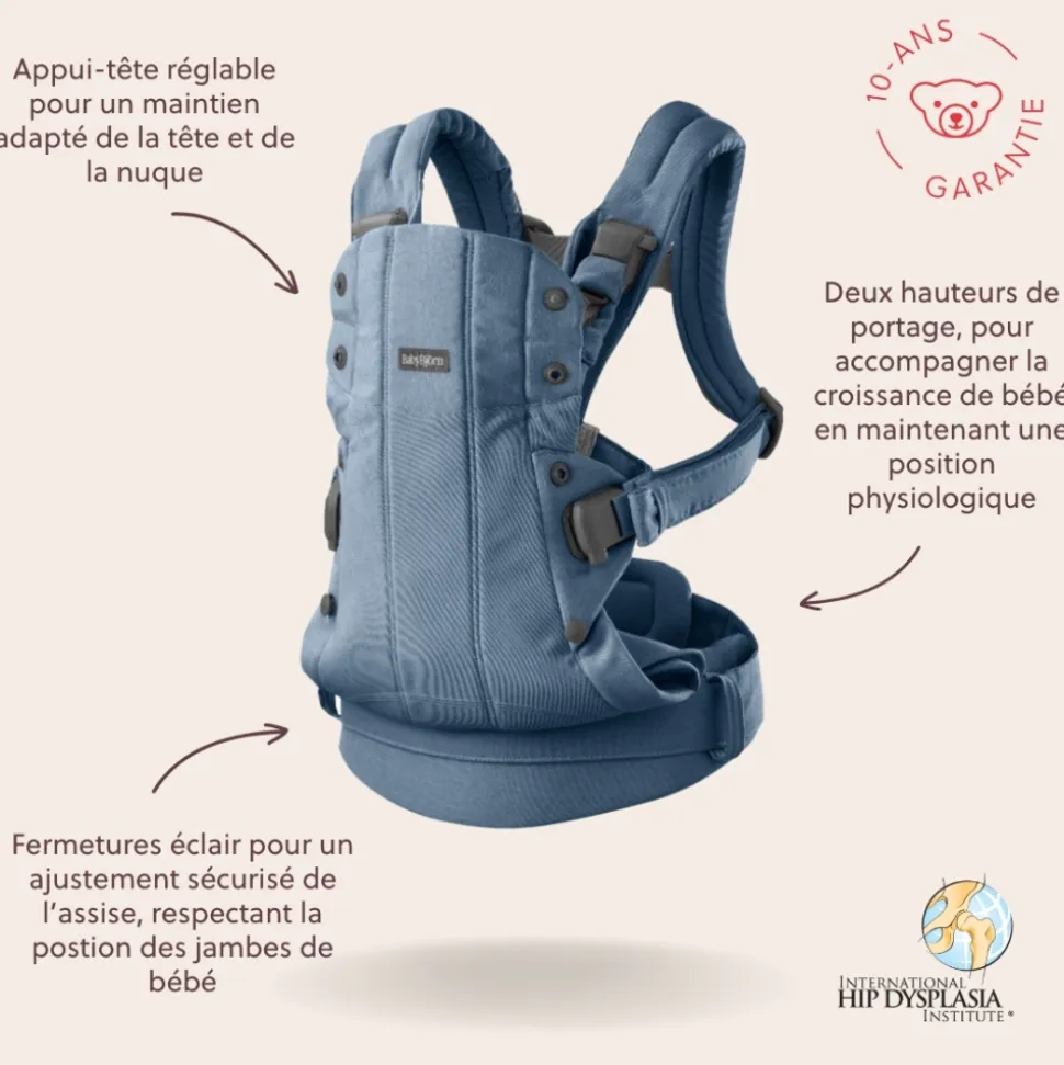 Porte bébé harmony melange tissé chiné bleu