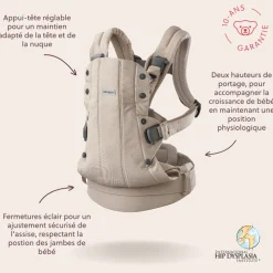 Porte bébé harmony melange tissé beige clair