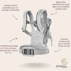 Porte bébé harmony mesh 3d argent