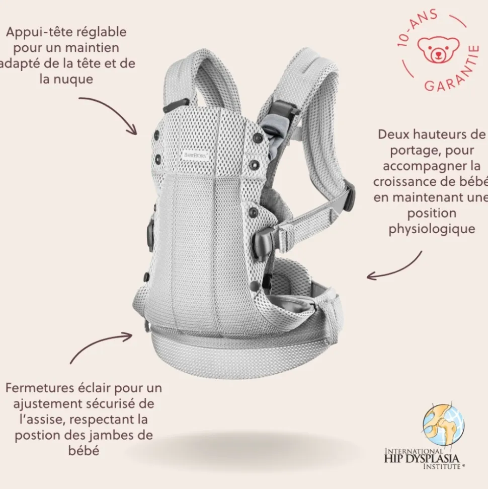 Porte bébé harmony mesh 3d argent