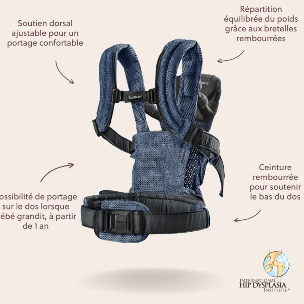 Porte bébé harmony mesh 3d bleu marine