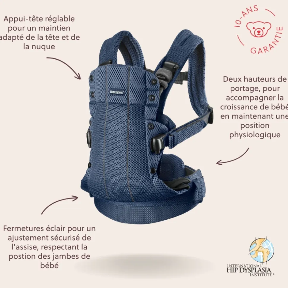Porte bébé harmony mesh 3d bleu marine