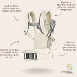 Porte bébé harmony mesh 3d crème