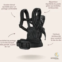 Porte bébé harmony mesh 3d noir