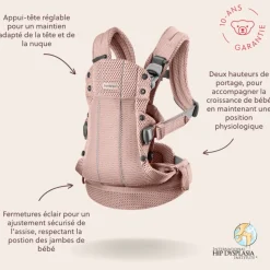 Porte bébé harmony mesh 3d rose clair