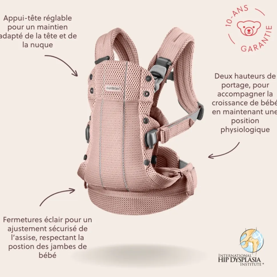 Porte bébé harmony mesh 3d rose clair