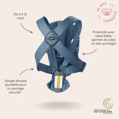 Porte bébé mini coton bleu indigo