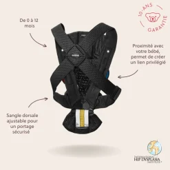 Porte bébé mini coton noir