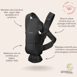 Porte bébé mini coton noir