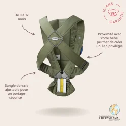 Porte bébé mini coton vert foncé
