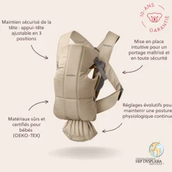 Porte-bébé mini tissé beige