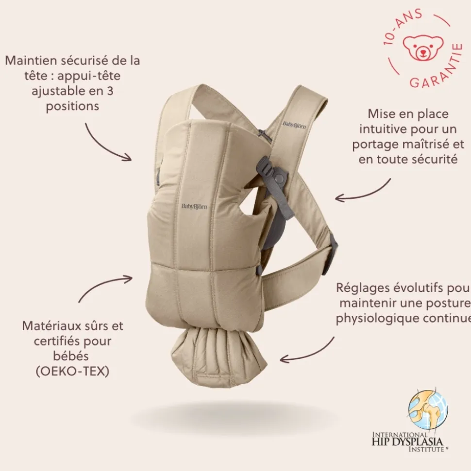 Porte-bébé mini tissé beige