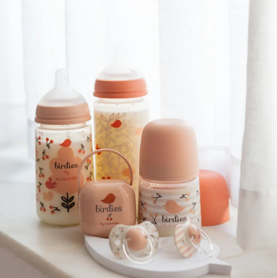 Porte sucette bébé birdies rose