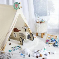 Porteur bébé voiture vintage blanc crème
