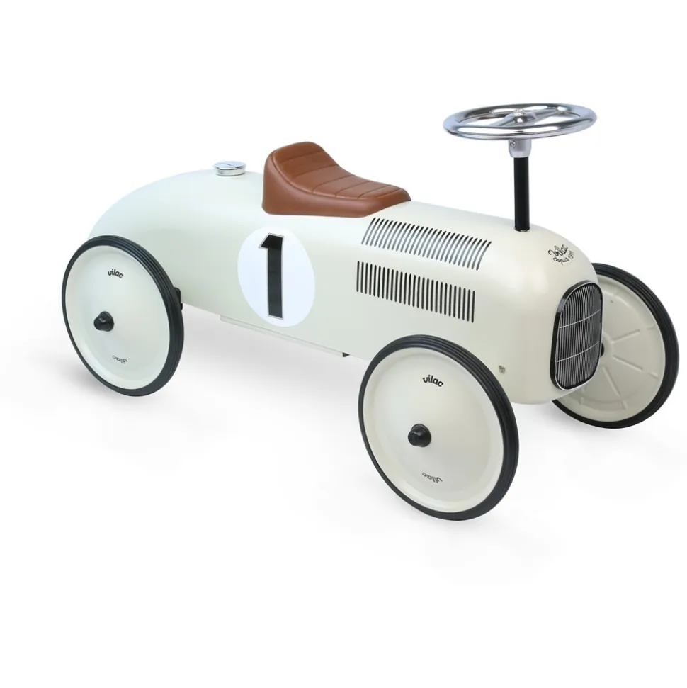 Porteur bébé voiture vintage blanc crème