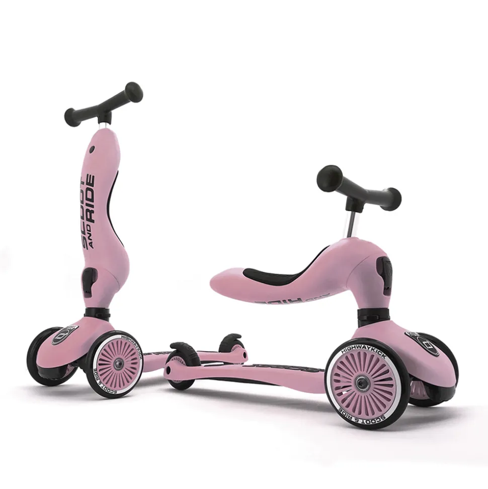 Porteur 2 en 1 évolutif en trottinette highwaykick 1 rose