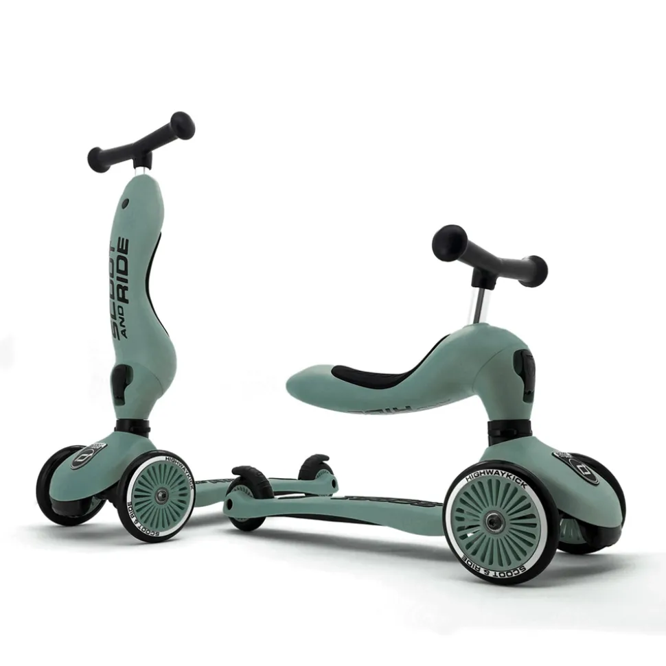 Porteur 2 en 1 évolutif en trottinette highwaykick 1 vert forest
