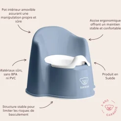 Pot fauteuil bleu profond et blanc