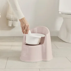 Pot fauteuil rose pastel et blanc
