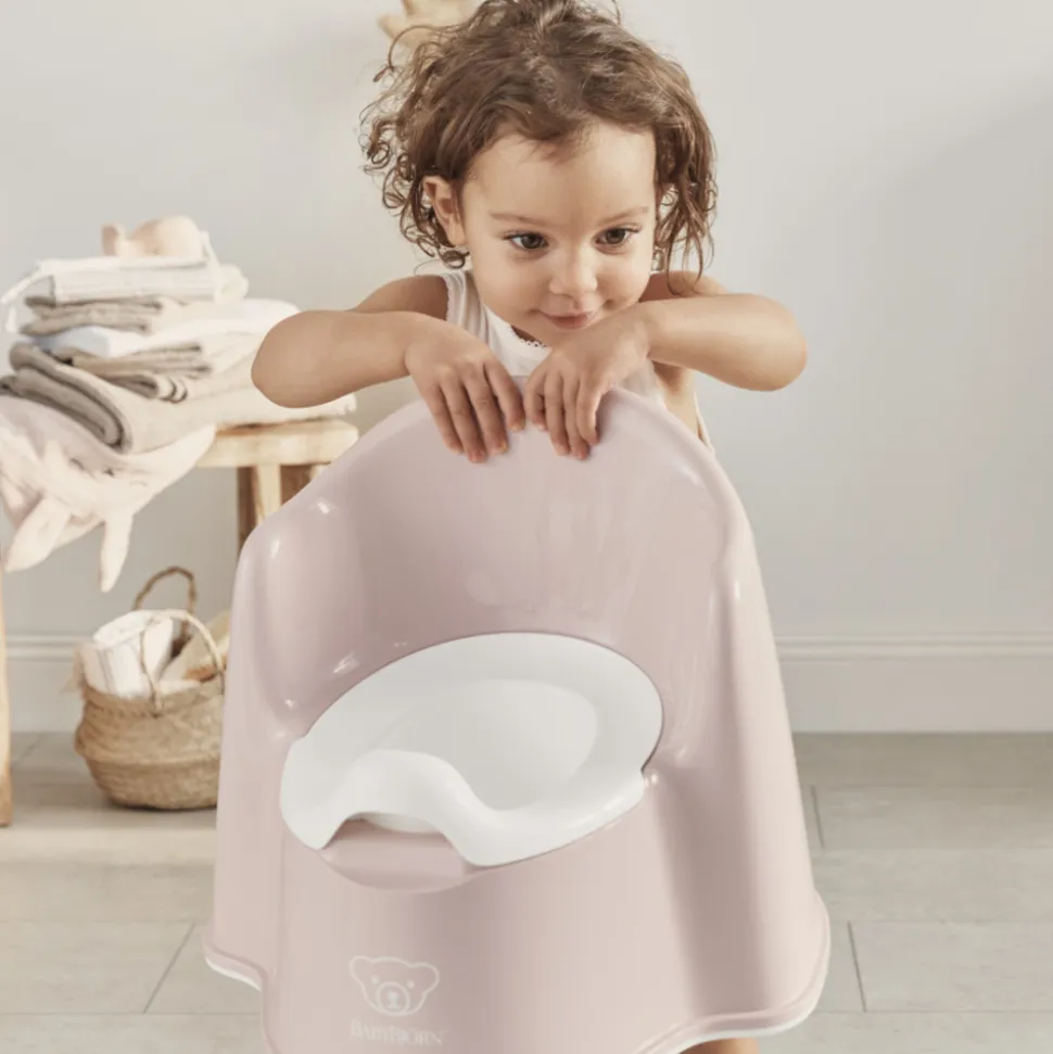 Pot fauteuil rose pastel et blanc