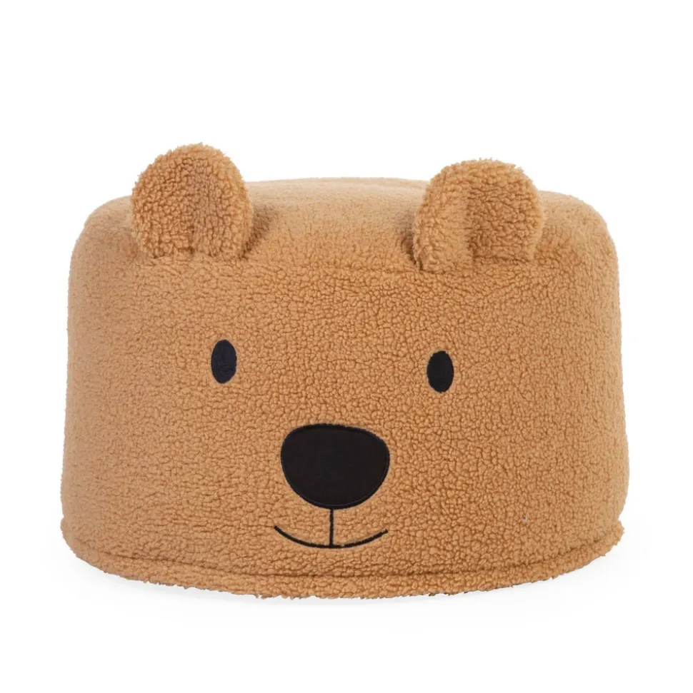 Pouf enfant teddy bear beige en bouclette - 40 cm
