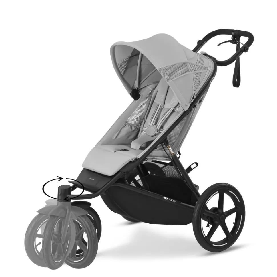 Poussette avi spin 3 roues tout-terrain et running fog grey