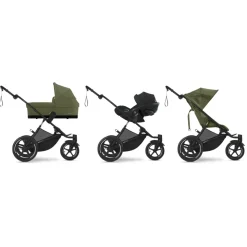 Poussette avi spin 3 roues tout-terrain et running moss green