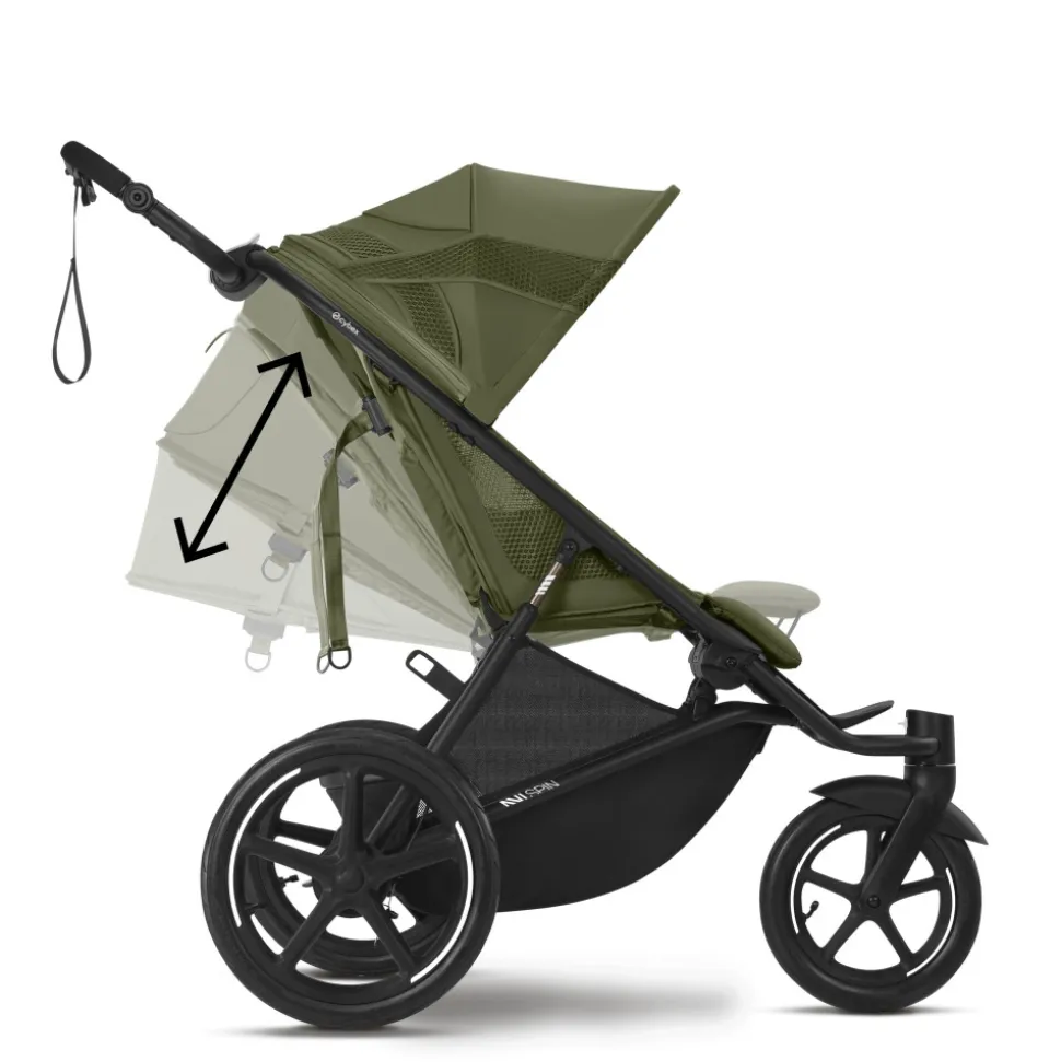 Poussette avi spin 3 roues tout-terrain et running moss green