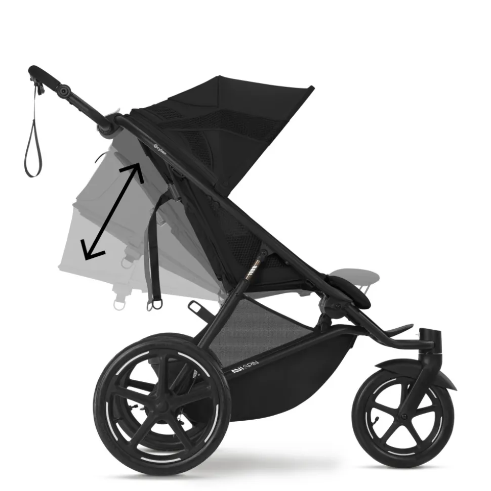 Poussette avi spin 3 roues tout-terrain et running moon black