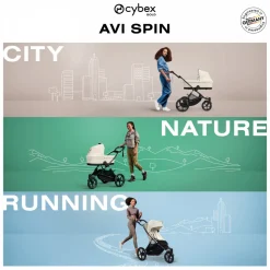 Poussette avi spin 3 roues tout-terrain et running almond beige