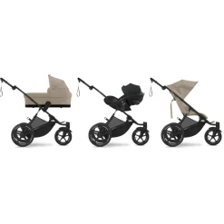 Poussette avi spin 3 roues tout-terrain et running almond beige