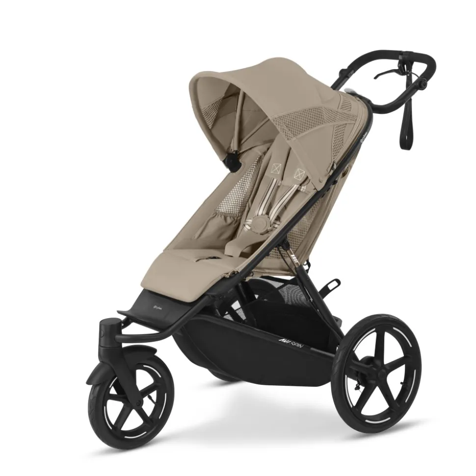 Poussette avi spin 3 roues tout-terrain et running almond beige