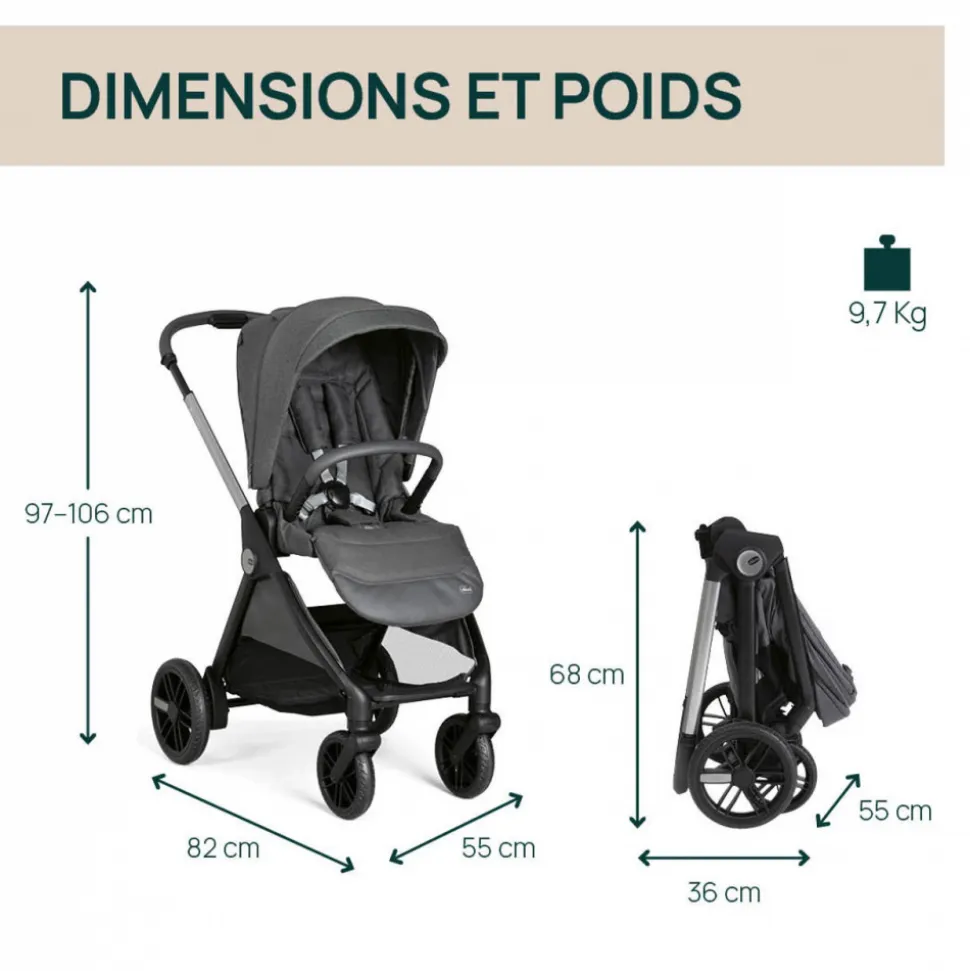 Poussette bellagio black satin