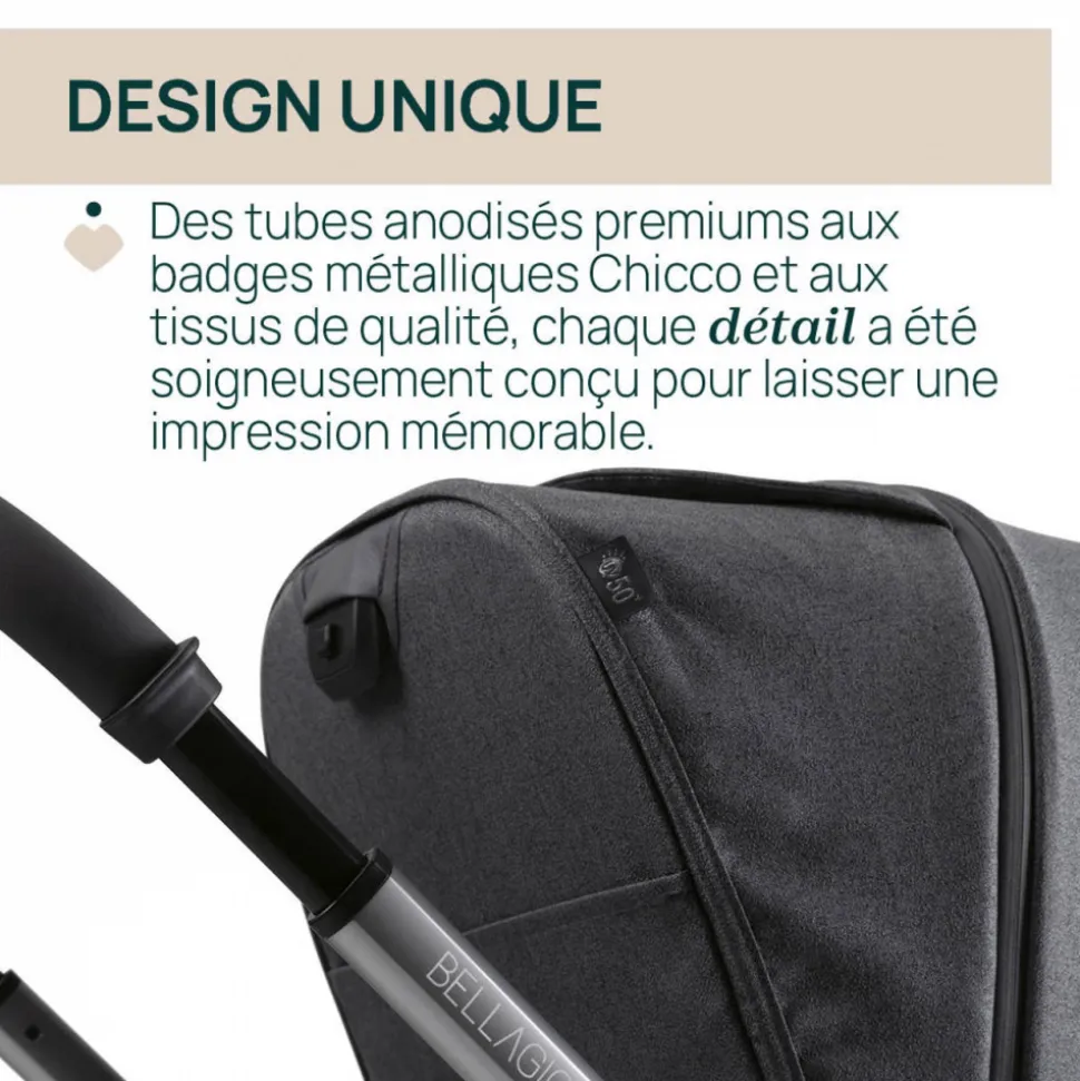 Poussette bellagio black satin