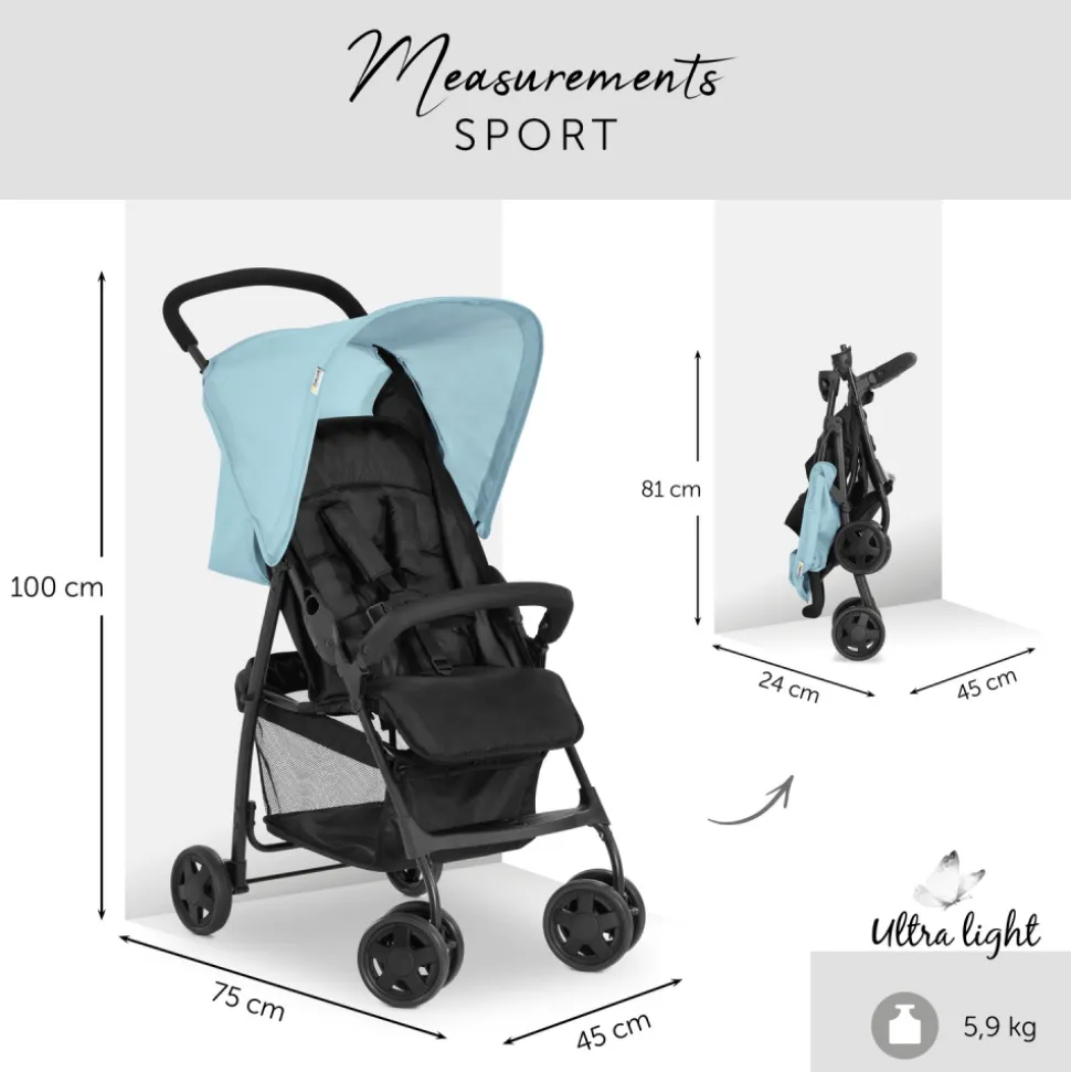 Poussette canne sport blue